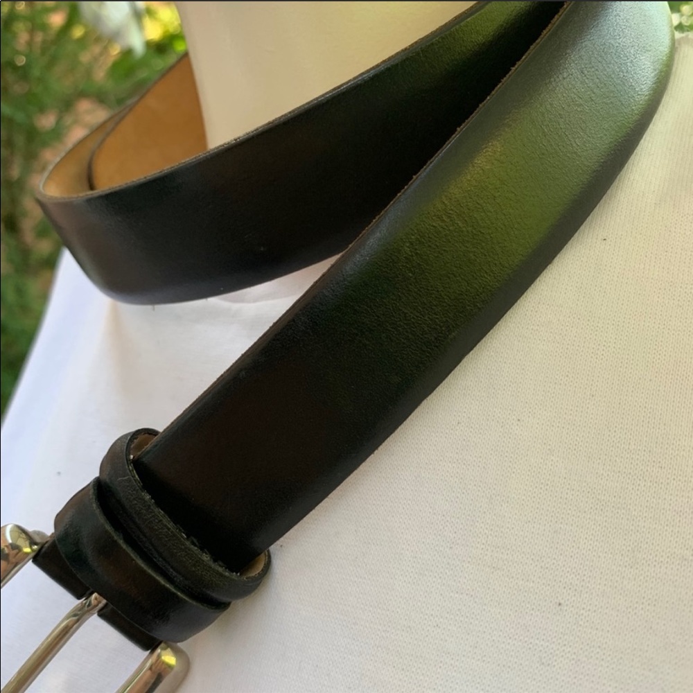 Real Leather Belt, black with  brass buckle - Picture 3 of 5
